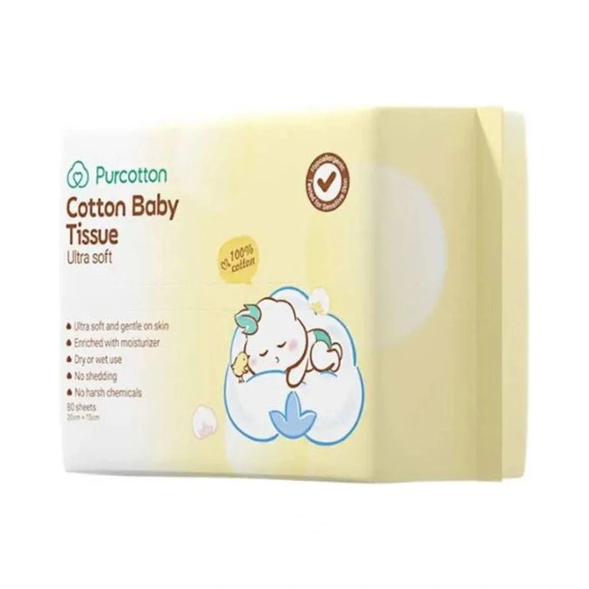 Purcotton Baby Cotton Tissues 80 sheets