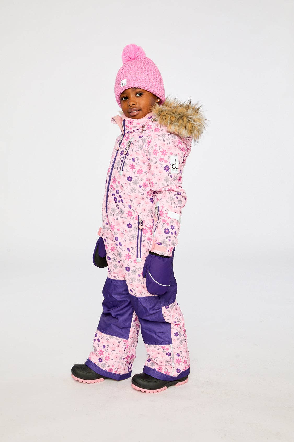 [Pre-order] Kids One Piece Play Snowsuit Pink Mini Flower Print