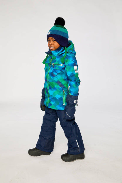 [Pre-order] Two Piece Play Snowsuit Blue And Green Checkered Print With Navy Pants