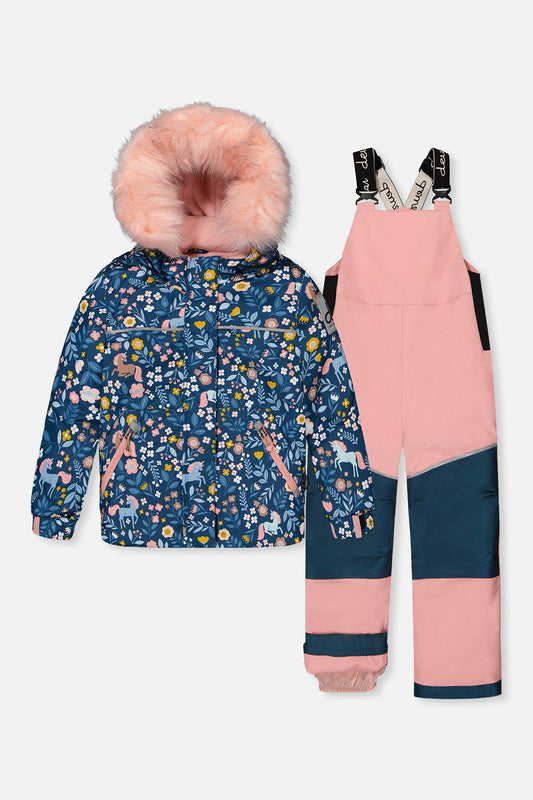 [Pre-order] Two Piece Discover Snowsuit Blue And Pink Unicorn Print