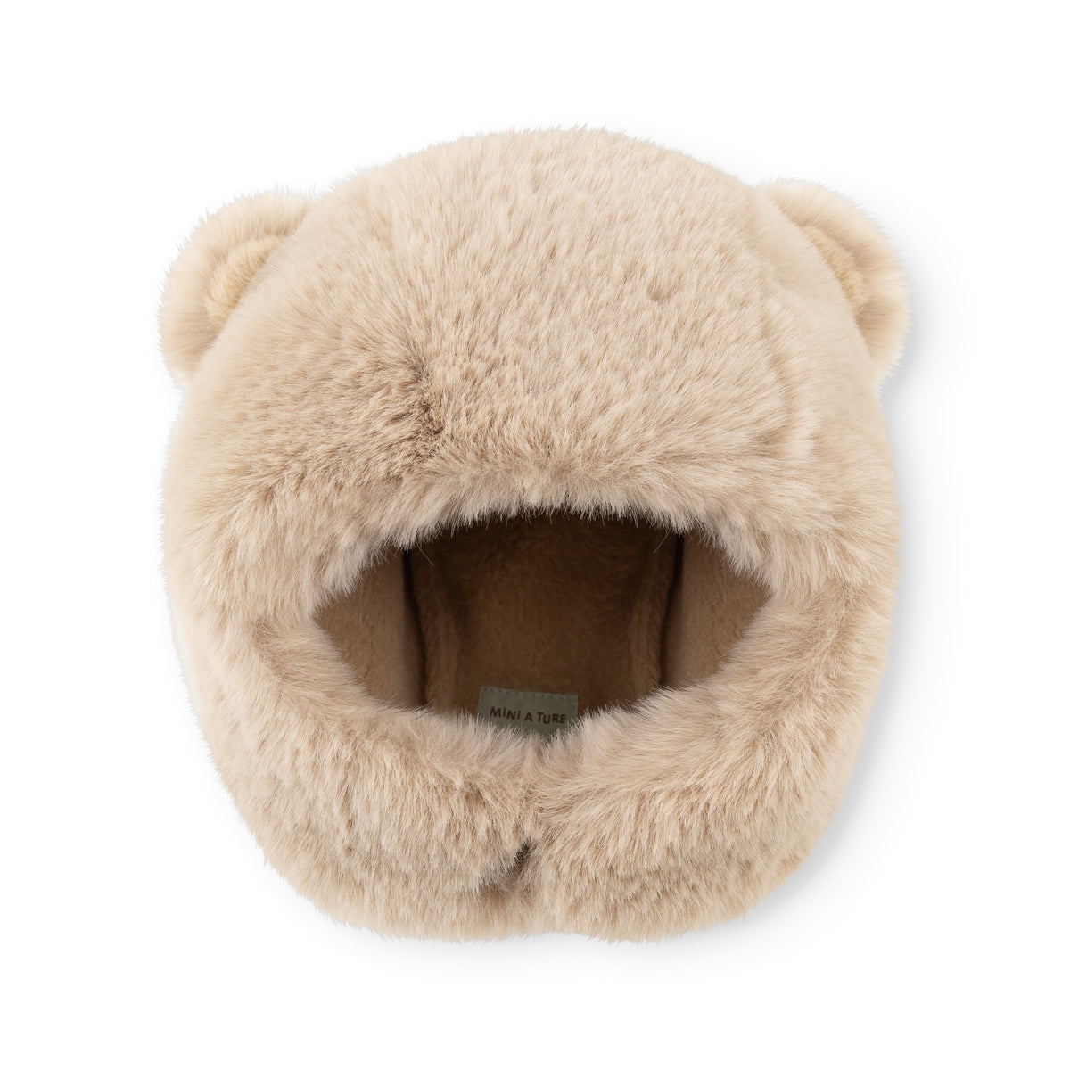 MINI A TURE MATLIEN bear fleece lined winter hood - Grey Brown