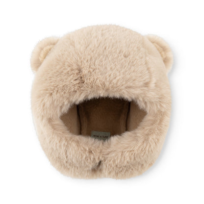 MINI A TURE MATLIEN bear fleece lined winter hood - Grey Brown