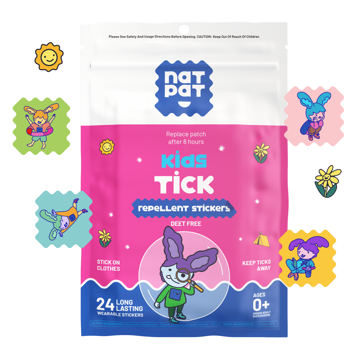 NATPAT TrailPatch Tick Repellent Stickers for Kids | 24 Pack