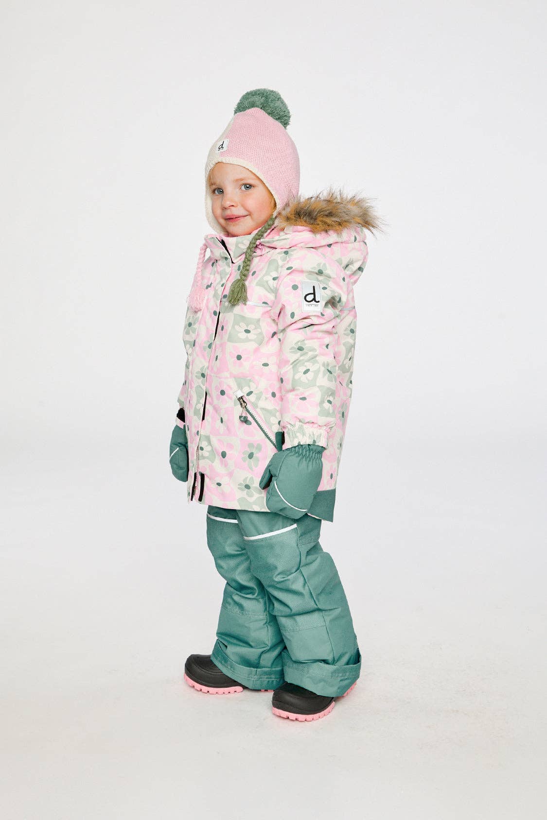 [Pre-order] Two Piece Discover Snowsuit White With Retro Pink Print