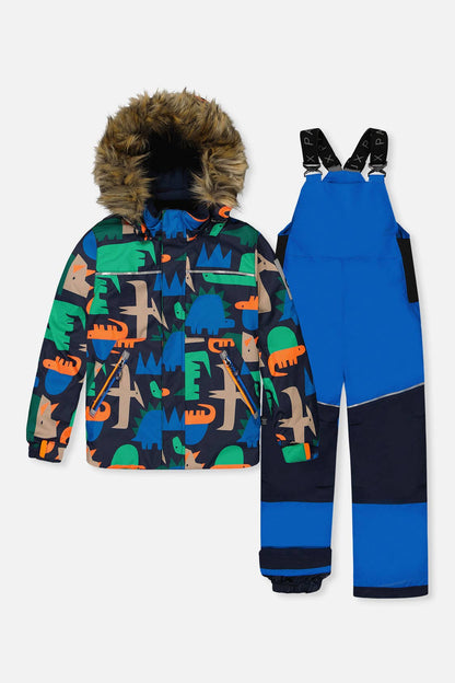 [Pre-order] Two Piece Discover Snowsuit Blue Dinosaur Print