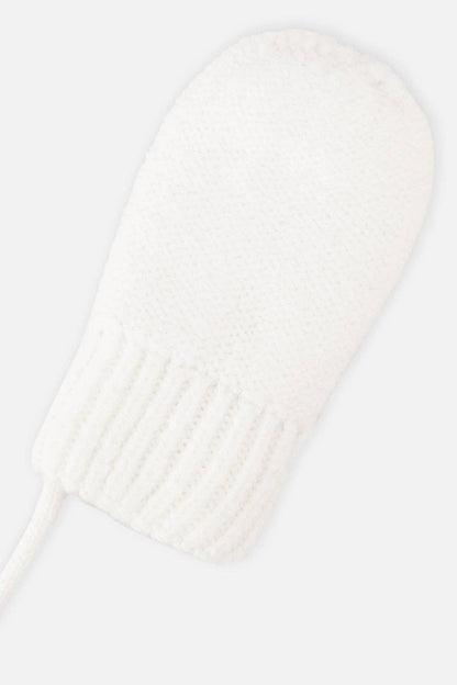 [Pre-order] Infant Knit Mittens With String Off-White