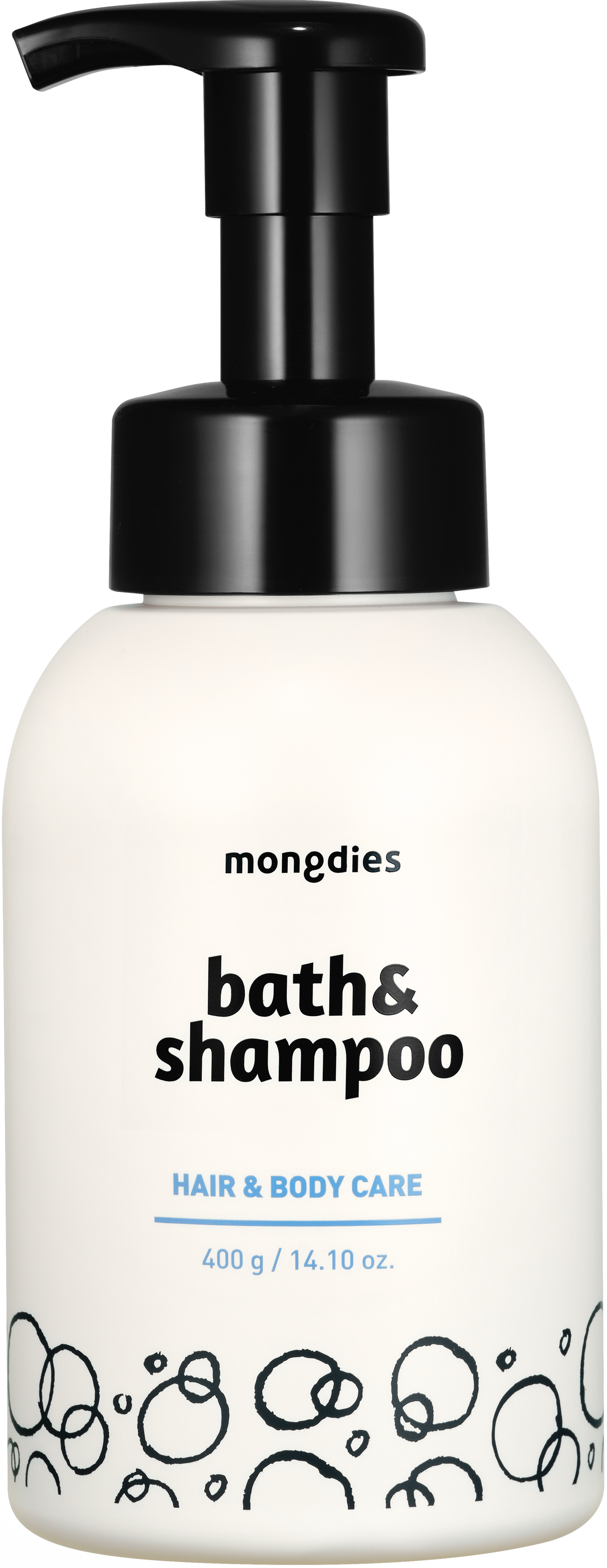 Mongdies Foaming Bath & Shampoo 400g | One-Pump Foam | Zero Rubbing | Tear-Free