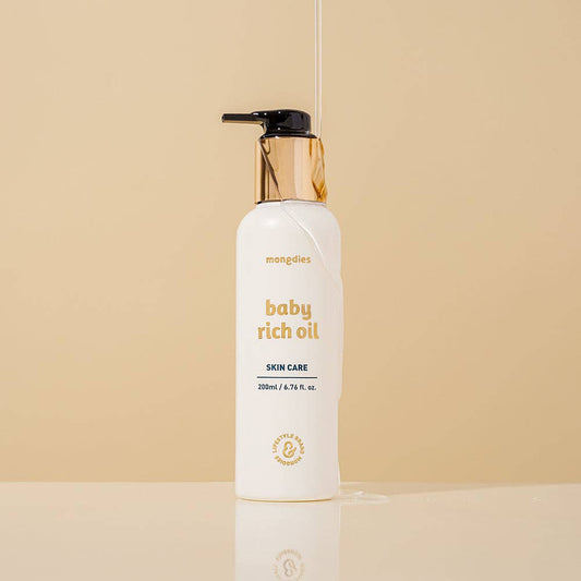 Mongdies Baby Rich Oil 200ml | Newborn Massage & Body Oil | EWG Green
