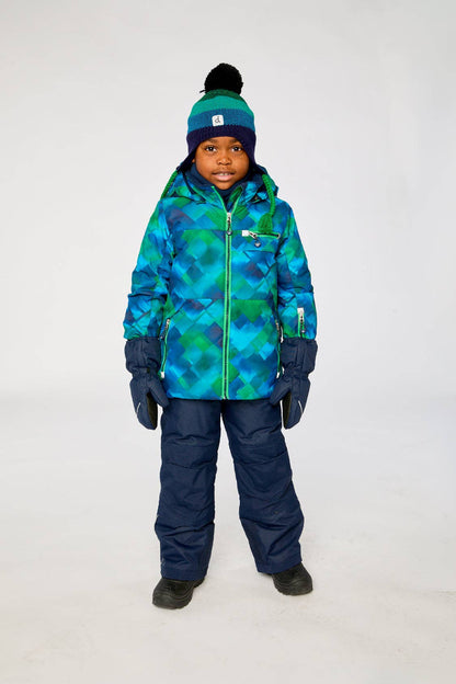 [Pre-order] Two Piece Play Snowsuit Blue And Green Checkered Print With Navy Pants