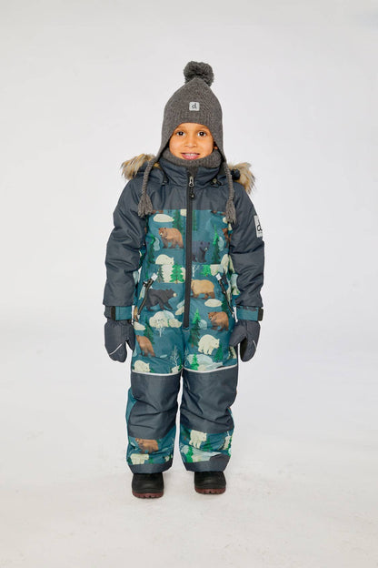 [Pre-order] Kids One Piece Discover Snowsuit Blue Bear Print