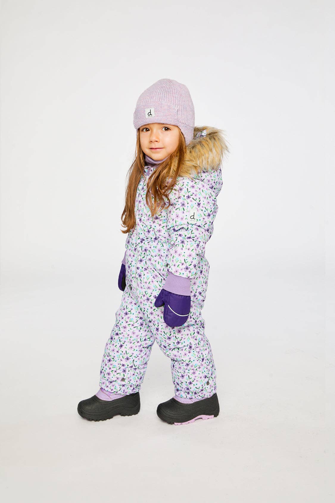[Pre-order] Baby Original One Piece Puffy Snowsuit Purple Mini Flowers