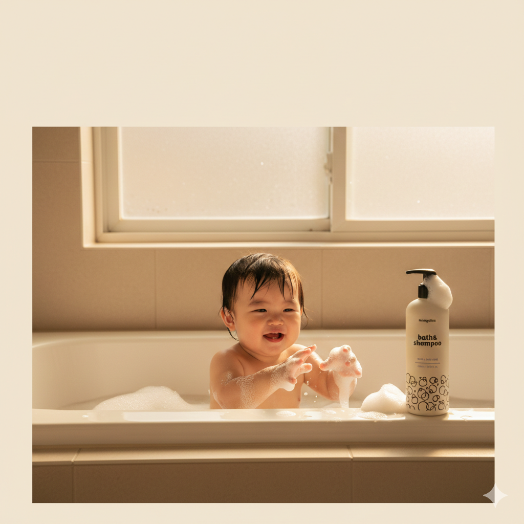 Mongdies Baby Bath & Shampoo 400ml | 2-in-1 Liquid Wash | Tear-Free | EWG Green