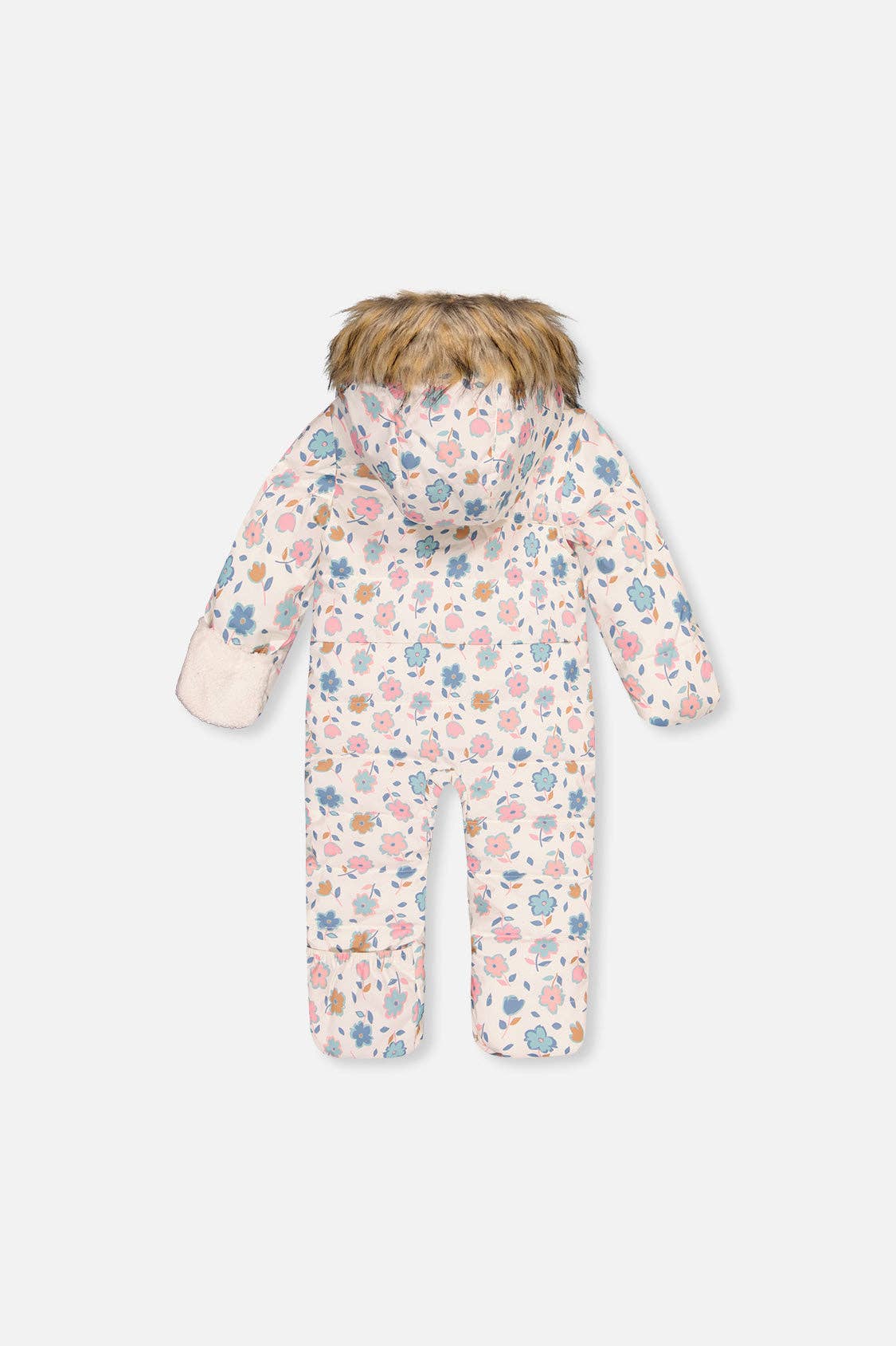 [Pre-order] Baby Snug One Piece Snowsuit White With Floral Print