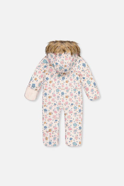 [Pre-order] Baby Snug One Piece Snowsuit White With Floral Print