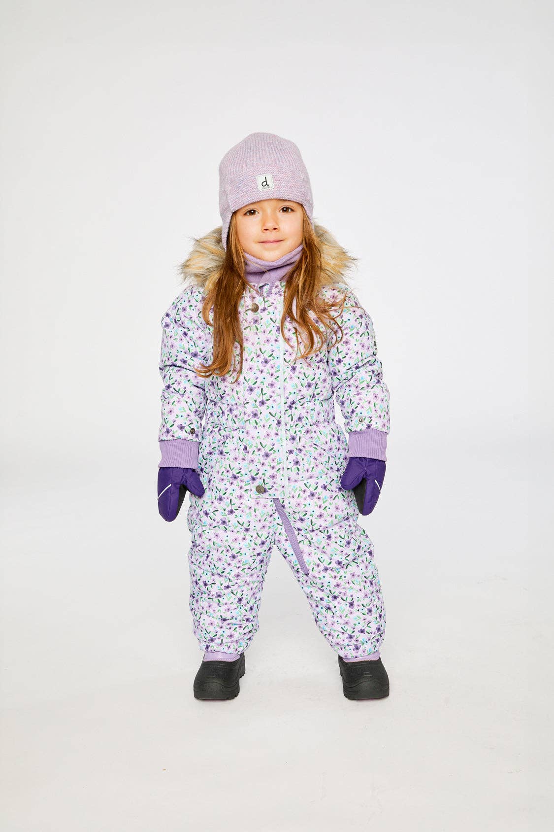 [Pre-order] Baby Original One Piece Puffy Snowsuit Purple Mini Flowers