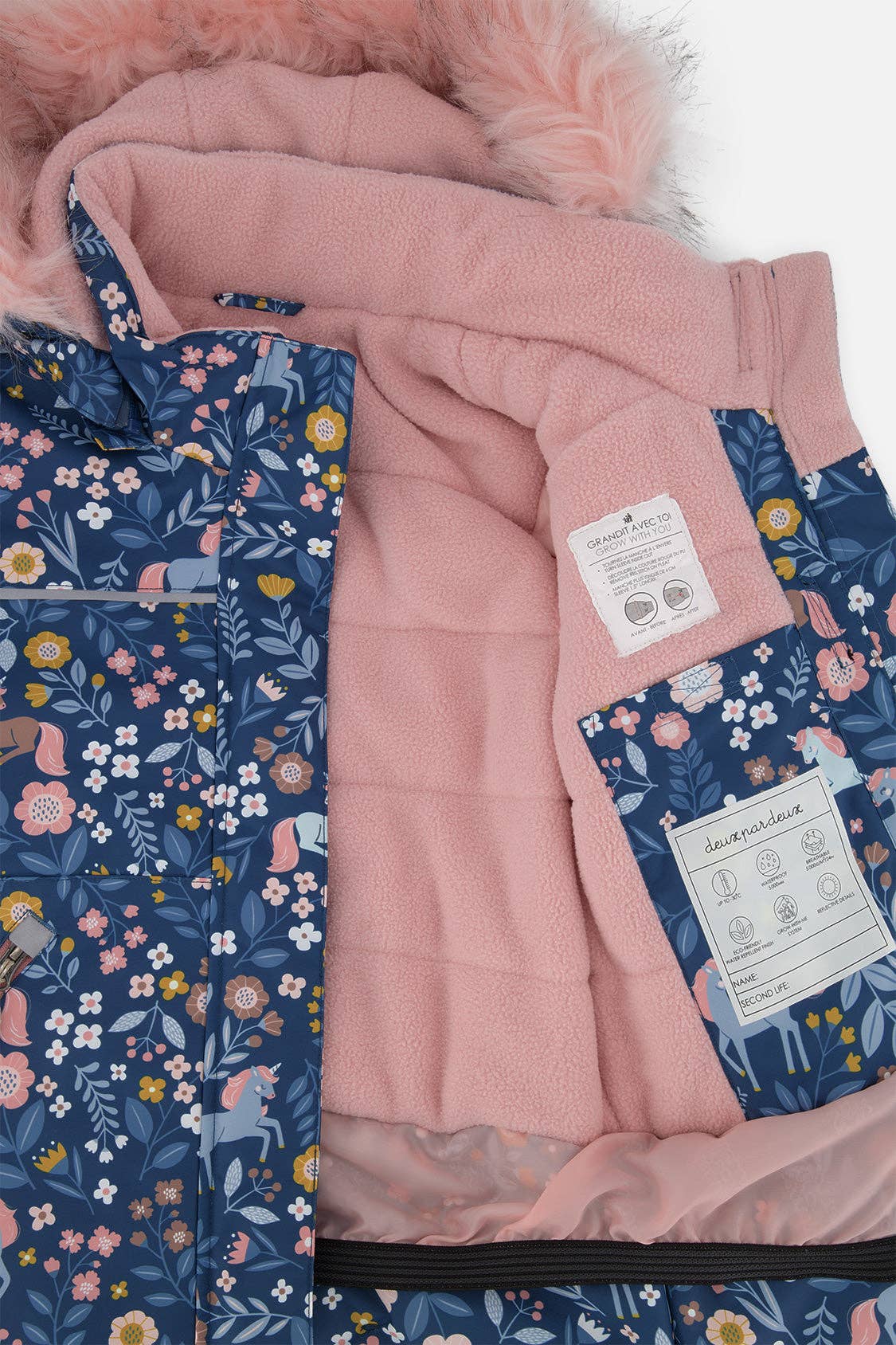 [Pre-order] Two Piece Discover Snowsuit Blue And Pink Unicorn Print