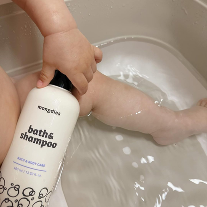 Mongdies Baby Bath & Shampoo 400ml | 2-in-1 Liquid Wash | Tear-Free | EWG Green