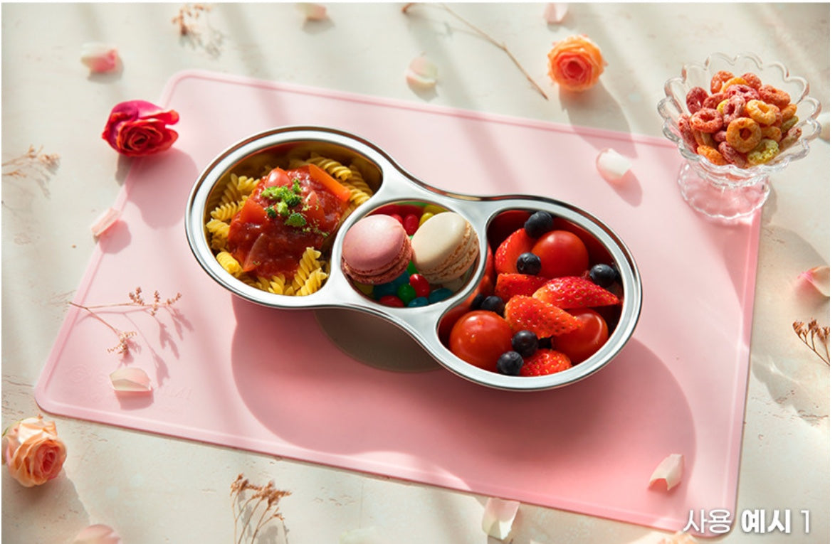 GROSMIMI Stainless Steel Divided Suction Plate with Lid | Baby Weaning