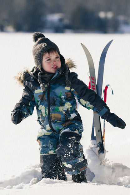 [Pre-order] Kids One Piece Discover Snowsuit Blue Bear Print