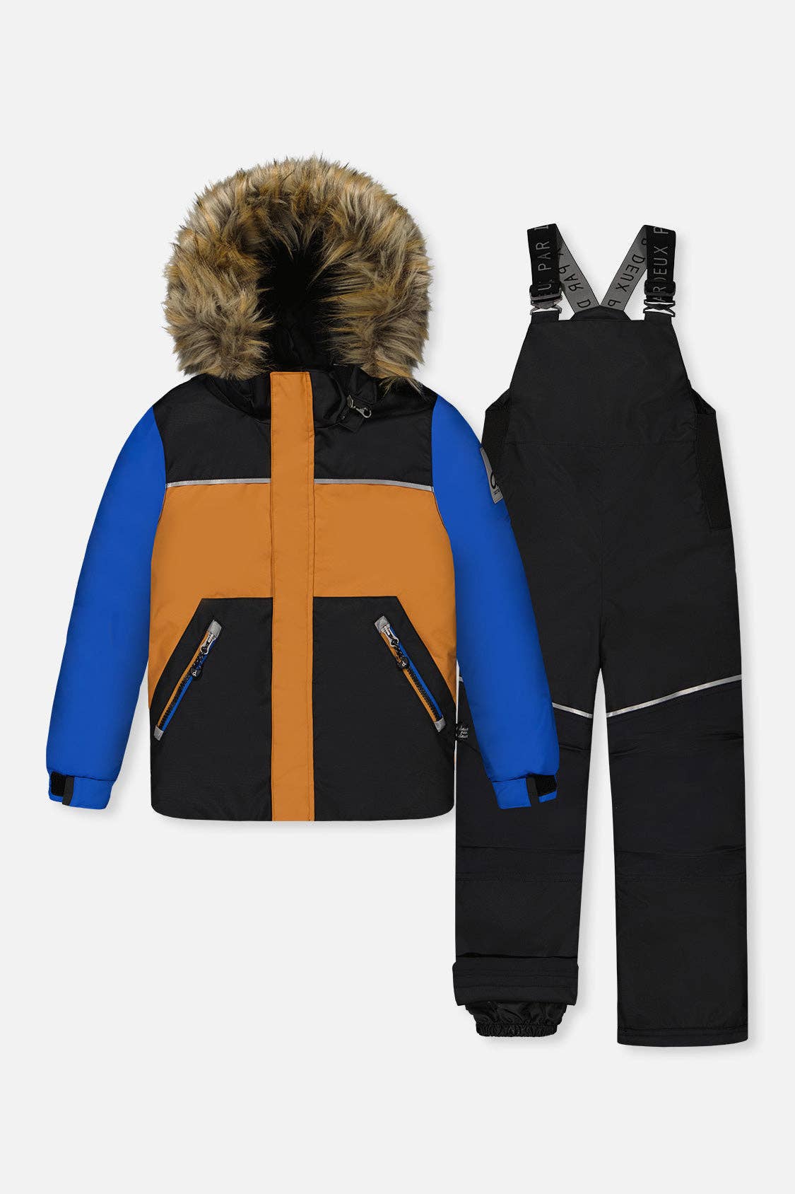 [Pre-order] Two Piece Discover Snowsuit Black Brown And Blue