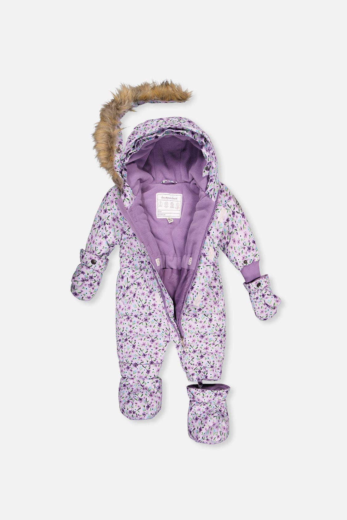 [Pre-order] Baby Original One Piece Puffy Snowsuit Purple Mini Flowers
