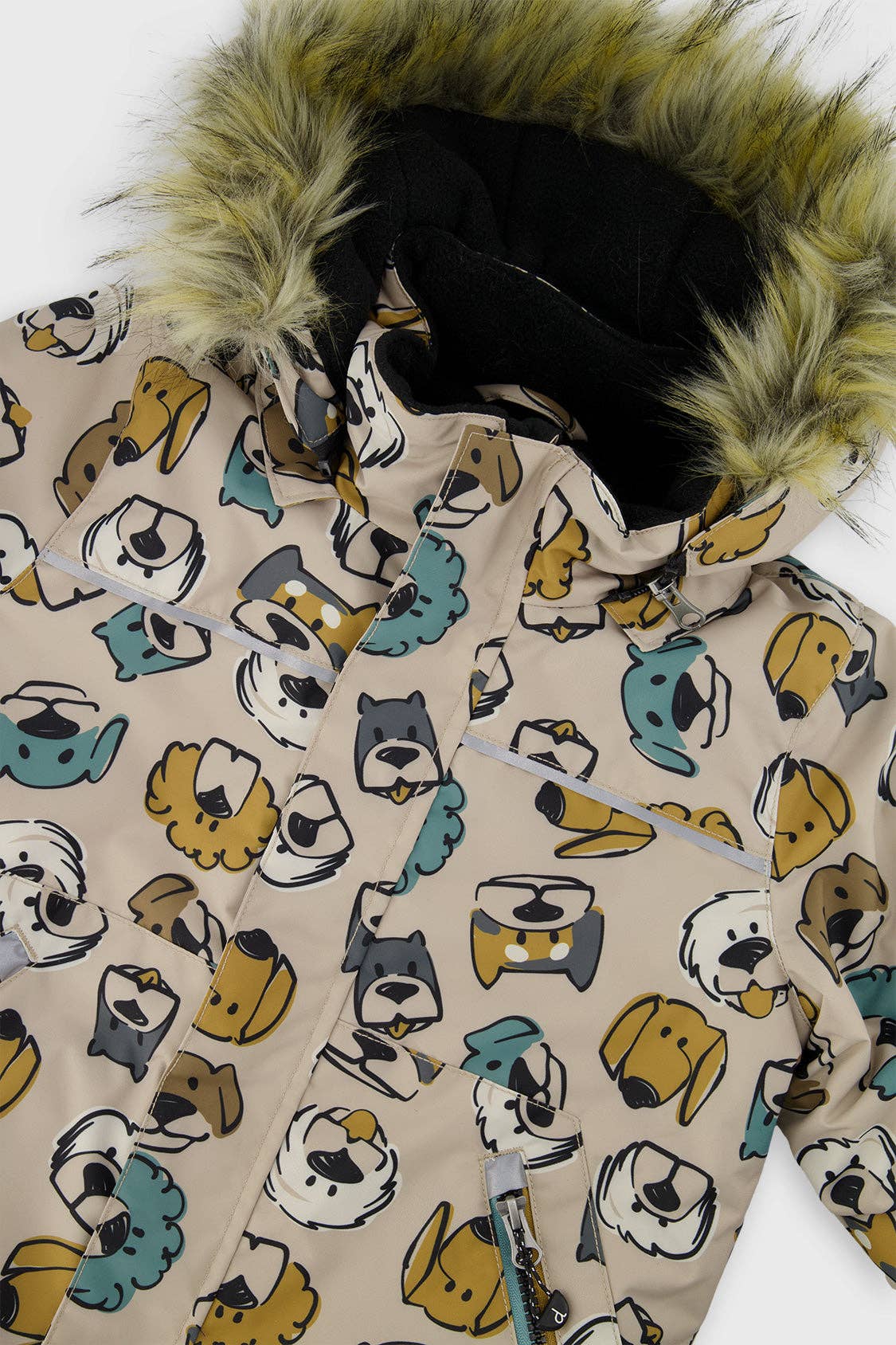 [Pre-order] Two Piece Discover Snowsuit Beige Printed With Dogs