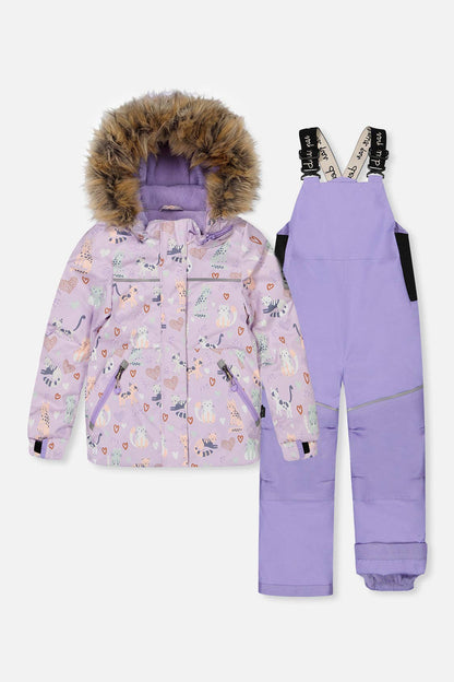 [Pre-order] Two Piece Discover Snowsuit Purple Printed Cats