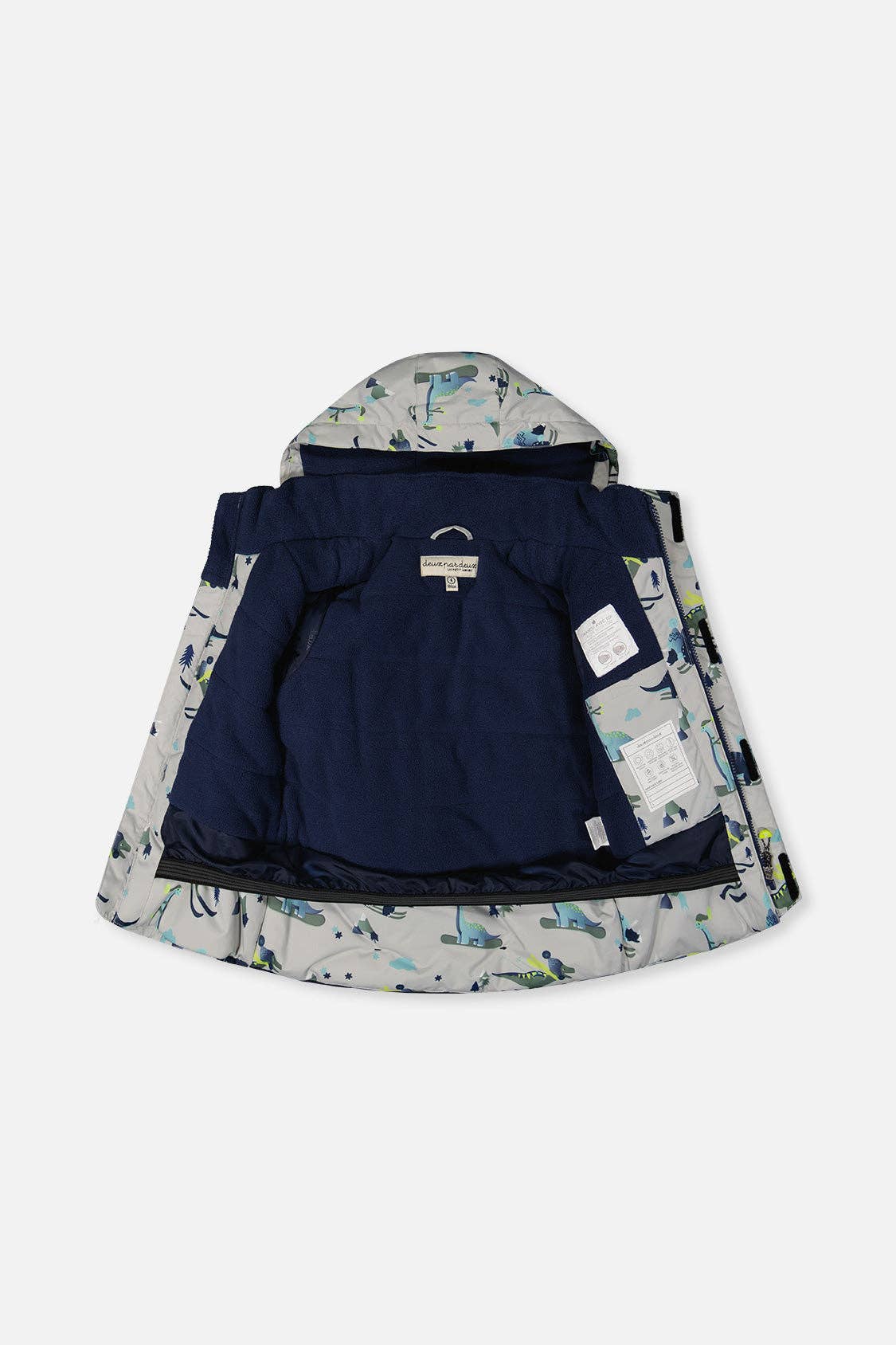 [Pre-order] Two Piece Discover Snowsuit Grey Skiing Dinosaur Print