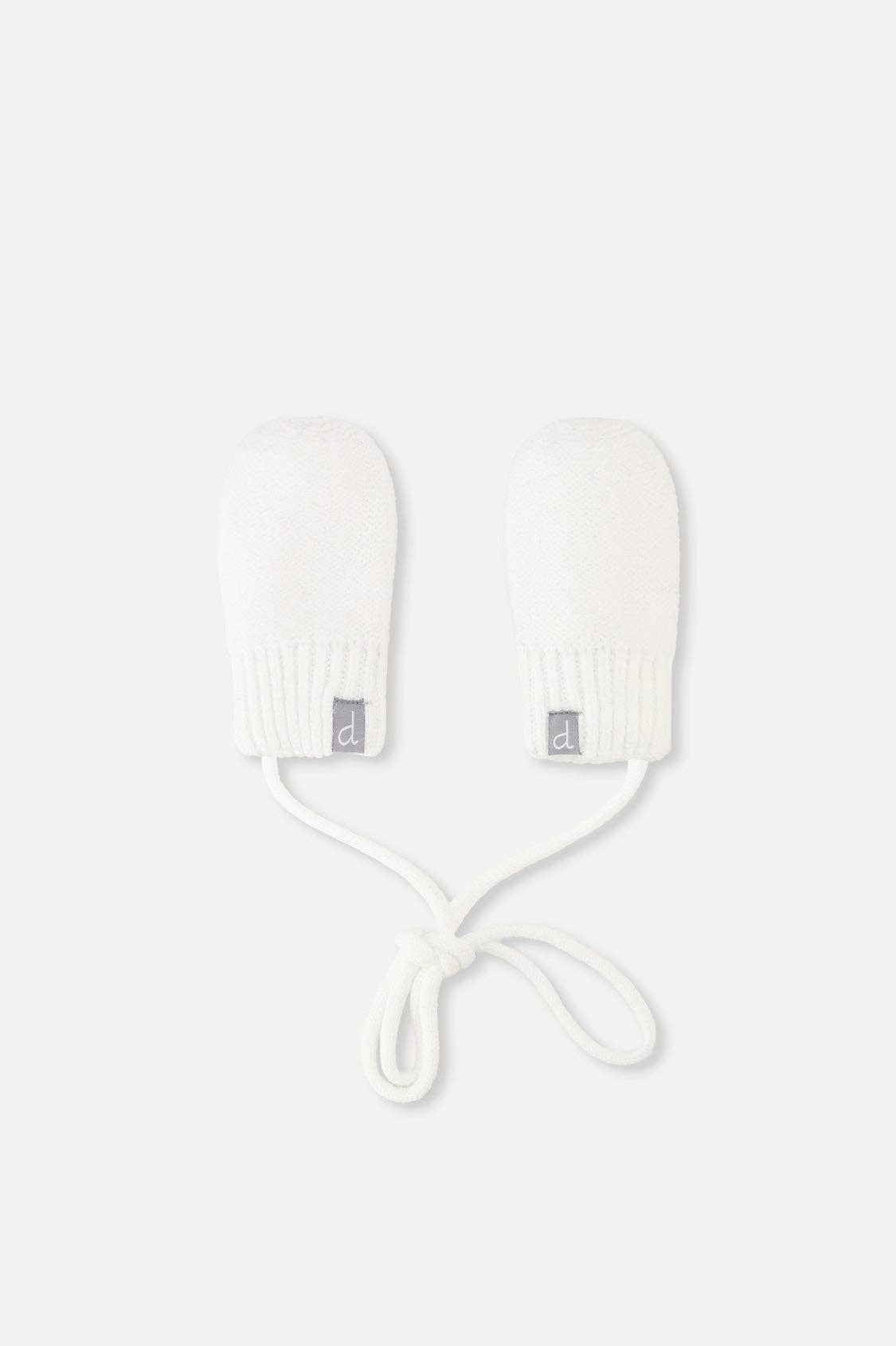 [Pre-order] Infant Knit Mittens With String Off-White