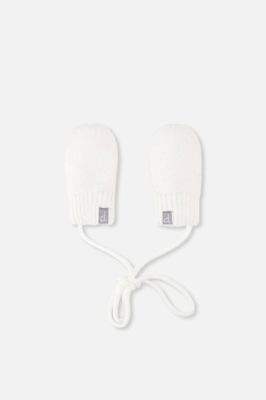 [Pre-order] Infant Knit Mittens With String Off-White