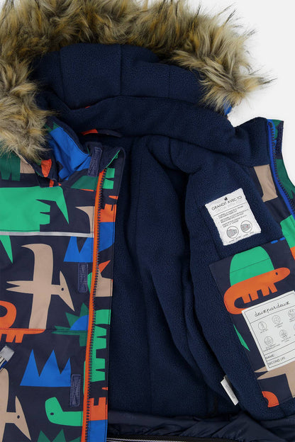 [Pre-order] Two Piece Discover Snowsuit Blue Dinosaur Print