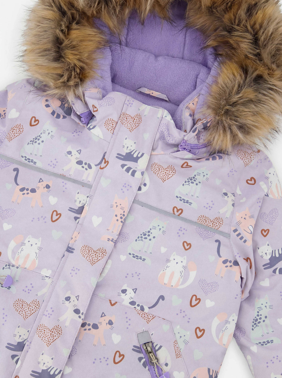 [Pre-order] Two Piece Discover Snowsuit Purple Printed Cats