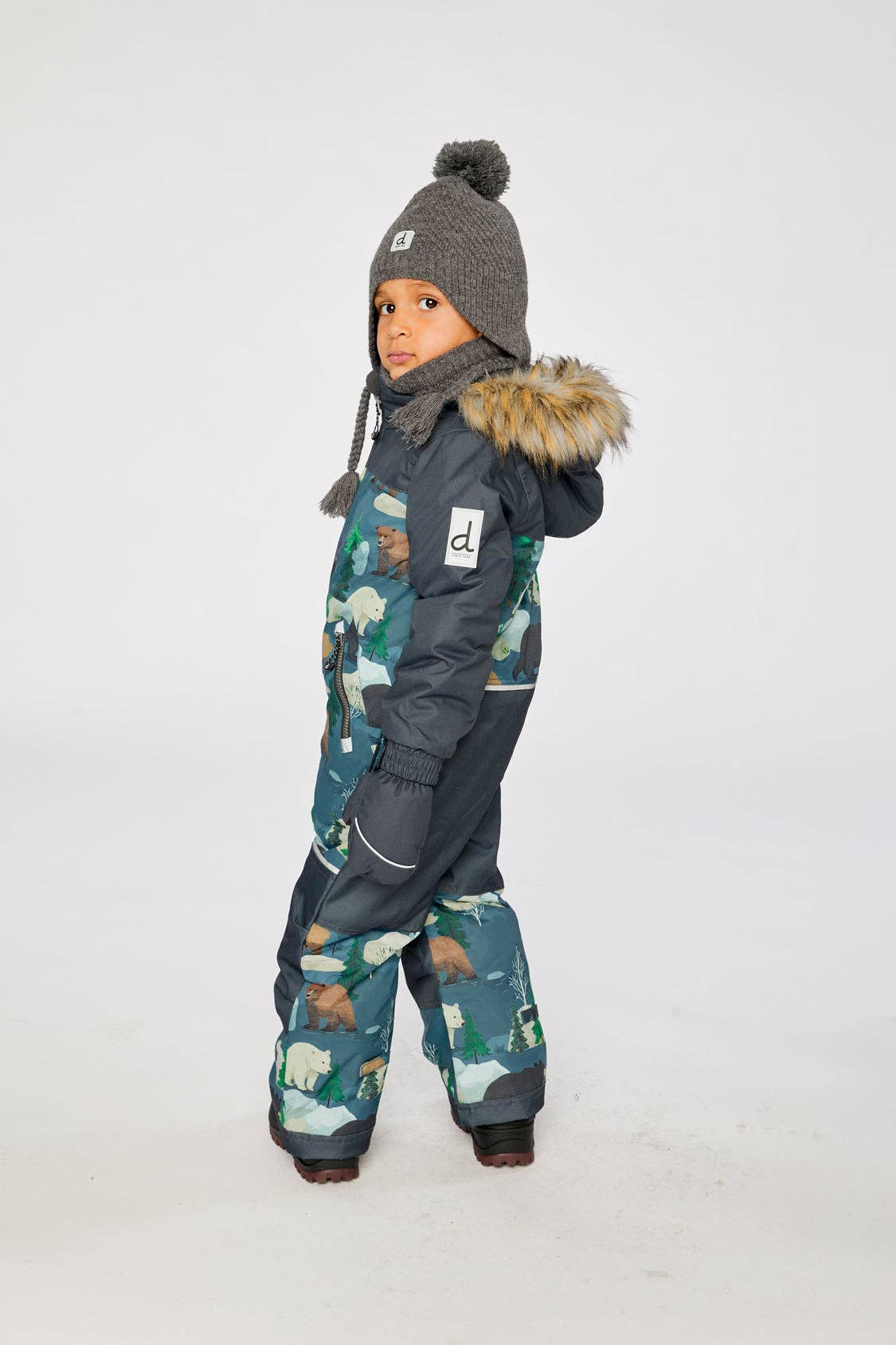 [Pre-order] Kids One Piece Discover Snowsuit Blue Bear Print