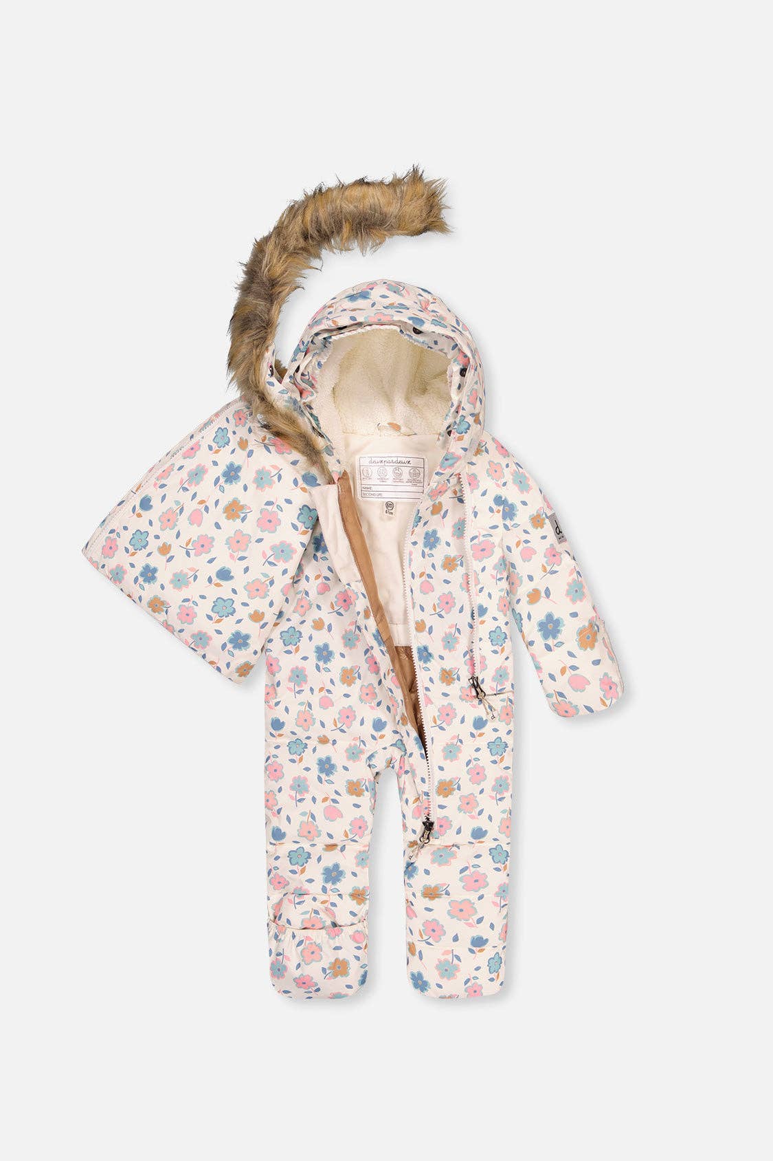 [Pre-order] Baby Snug One Piece Snowsuit White With Floral Print