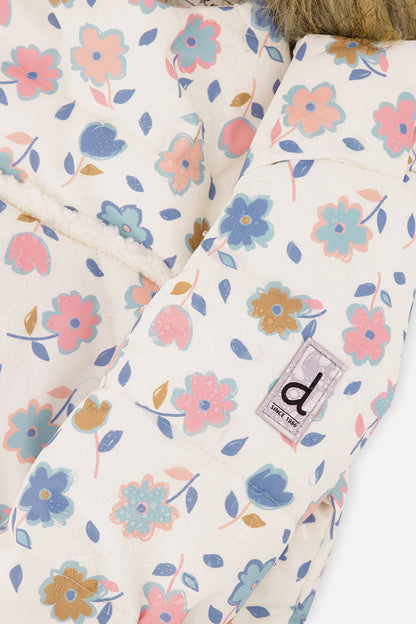 [Pre-order] Baby Snug One Piece Snowsuit White With Floral Print