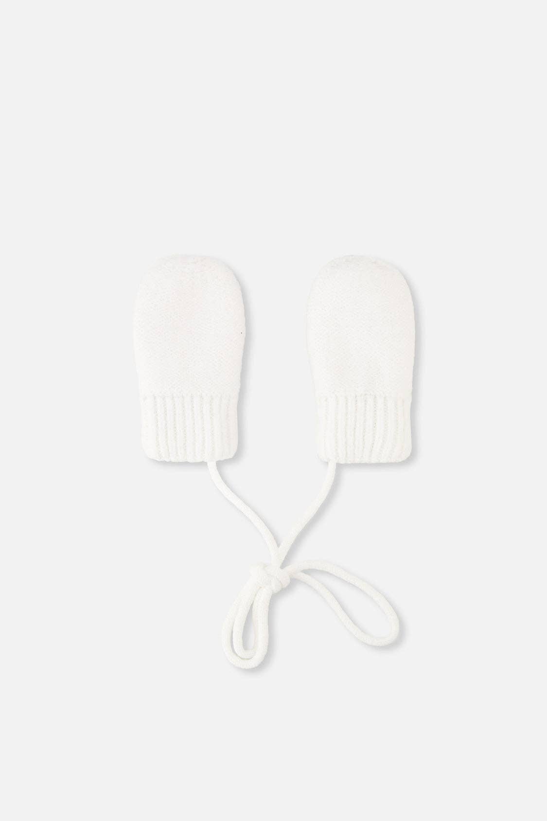 [Pre-order] Infant Knit Mittens With String Off-White