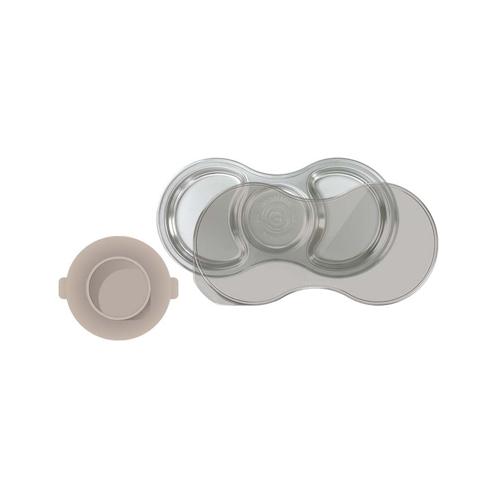 GROSMIMI Stainless Steel Divided Suction Plate with Lid | Baby Weaning