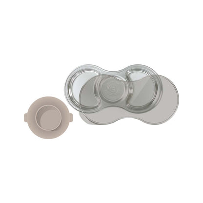 GROSMIMI Stainless Steel Divided Suction Plate with Lid | Baby Weaning