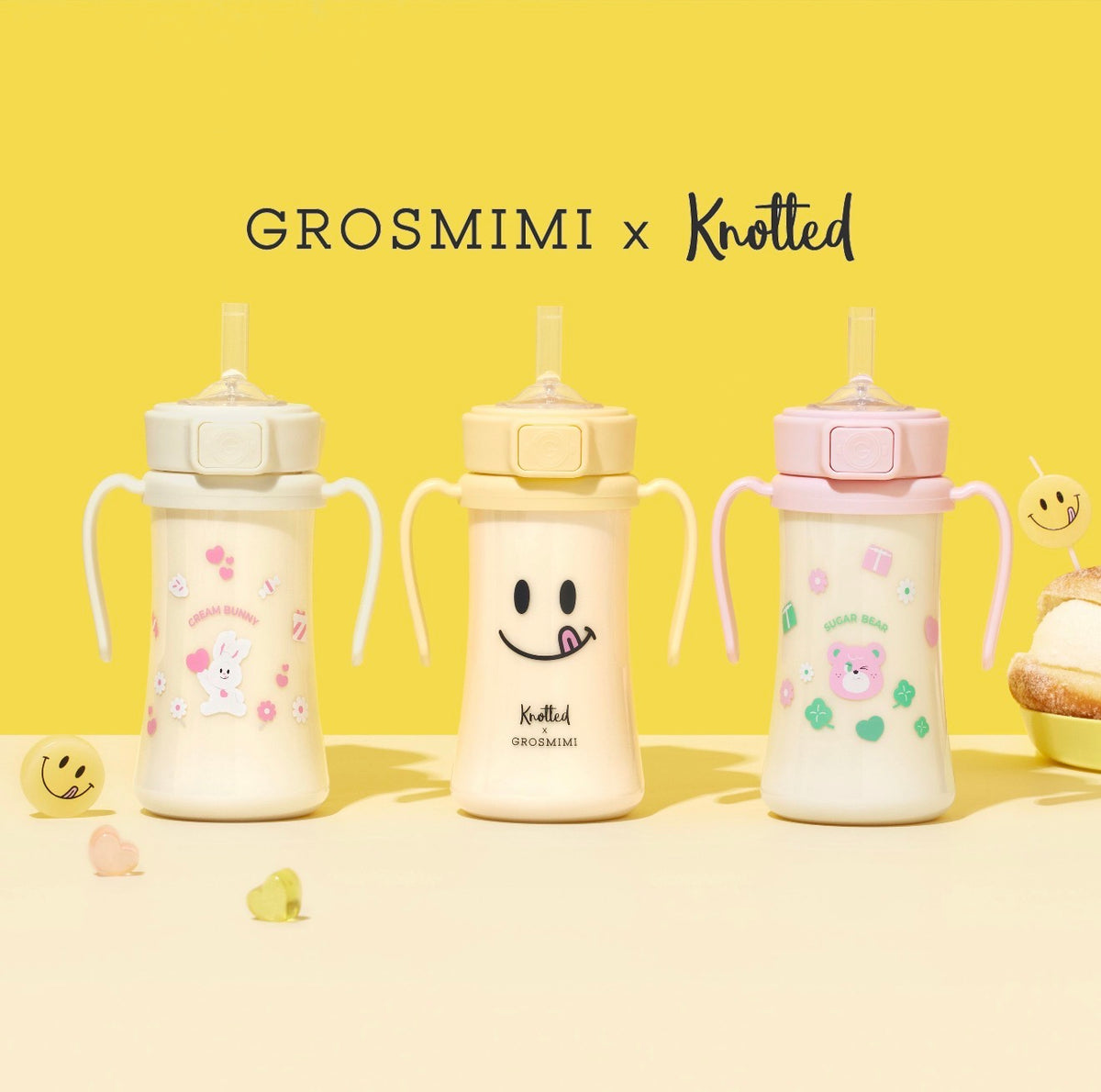GROSMIMI × Knotted PPSU Straw Cup | Weighted Straw Toddler Sippy Cup with Handles