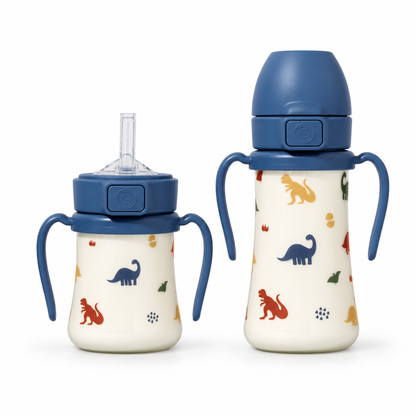 GROSMIMI PPSU Dinosaur Straw Cup | Weighted Straw Toddler Sippy Cup with Handles