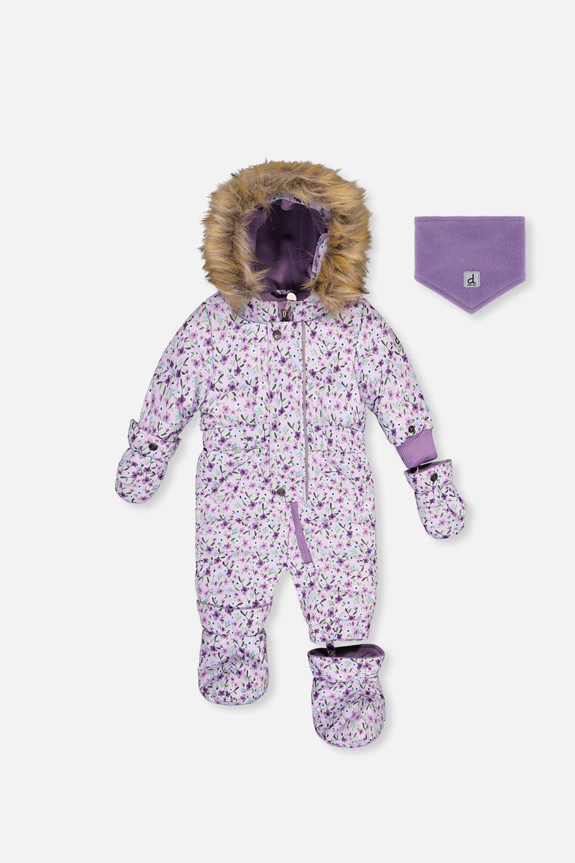[Pre-order] Baby Original One Piece Puffy Snowsuit Purple Mini Flowers