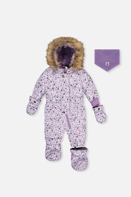 [Pre-order] Baby Original One Piece Puffy Snowsuit Purple Mini Flowers