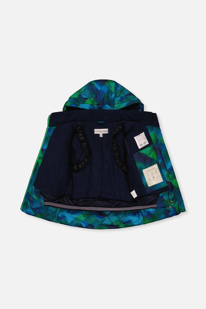[Pre-order] Two Piece Play Snowsuit Blue And Green Checkered Print With Navy Pants