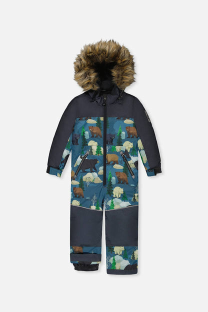 [Pre-order] Kids One Piece Discover Snowsuit Blue Bear Print