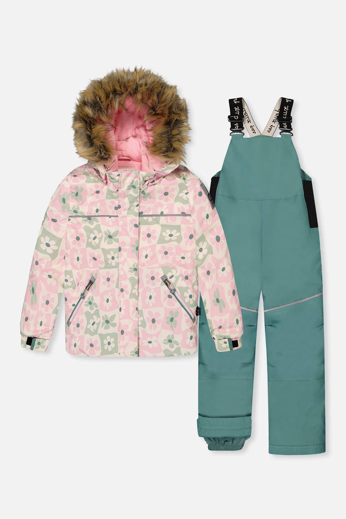 [Pre-order] Two Piece Discover Snowsuit White With Retro Pink Print