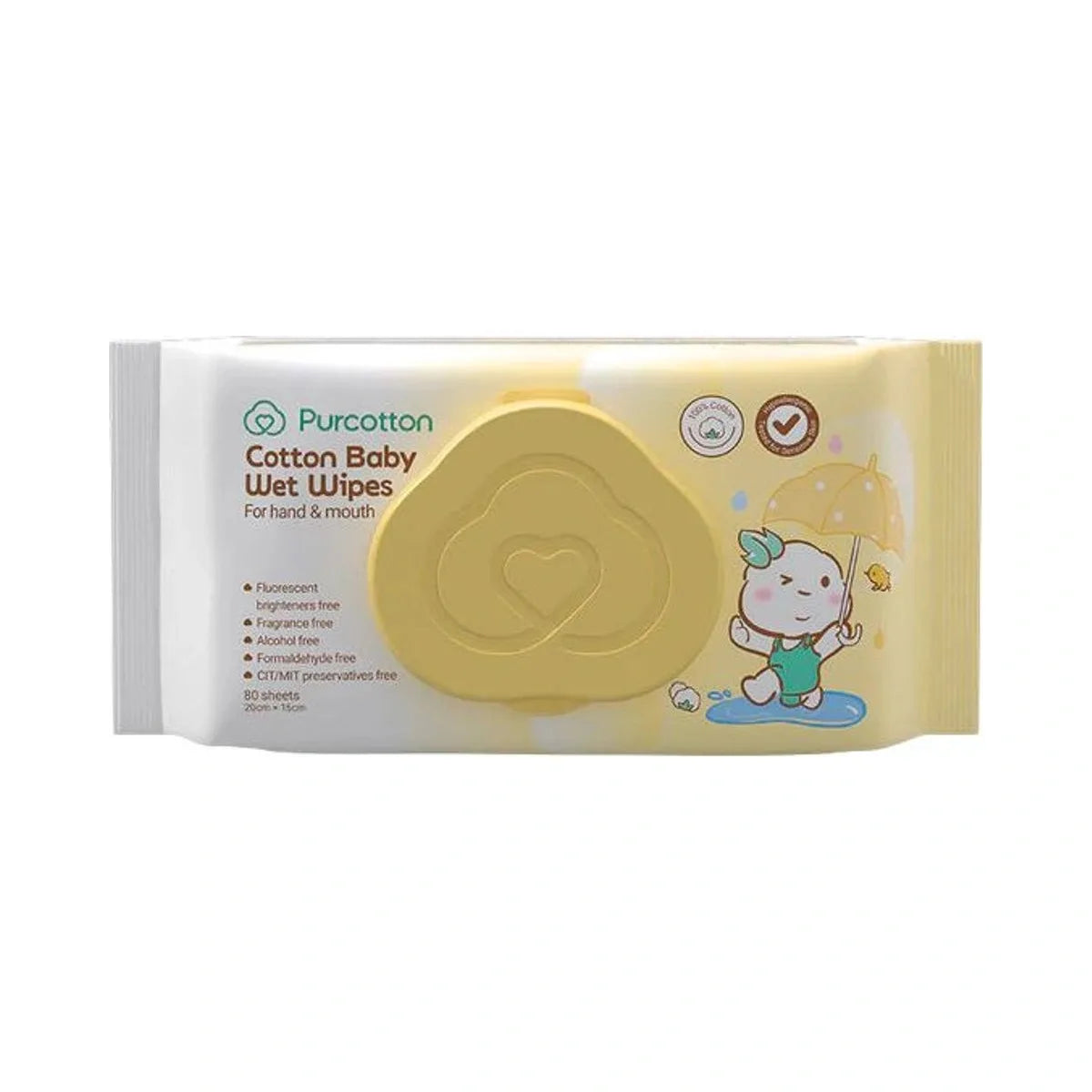 Purcotton Baby Hand & Mouth Wet Wipes 80 sheets