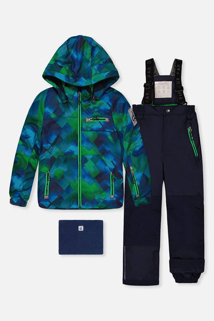 [Pre-order] Two Piece Play Snowsuit Blue And Green Checkered Print With Navy Pants