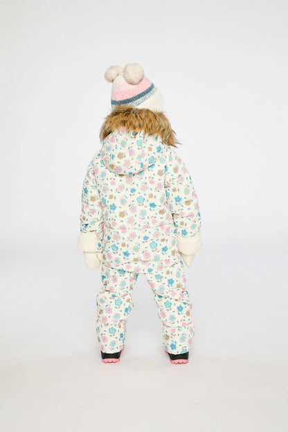 [Pre-order] Baby Snug One Piece Snowsuit White With Floral Print