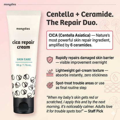 Mongdies Baby Cica Repair Cream 50g | SOS Skin Barrier | Drool Rash & Irritation | EWG Green