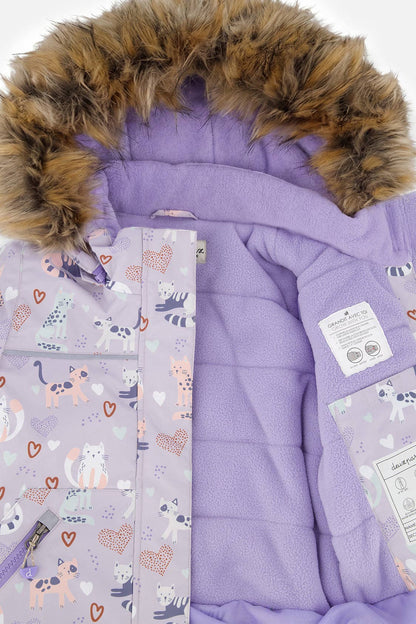 [Pre-order] Two Piece Discover Snowsuit Purple Printed Cats